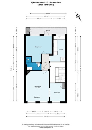 Floor plan - Kijkduinstraat 51-3, 1055 XR Amsterdam 